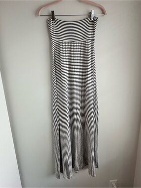 Noble U Made in USA Striped Black and White Strapless Maxi Dress XXS